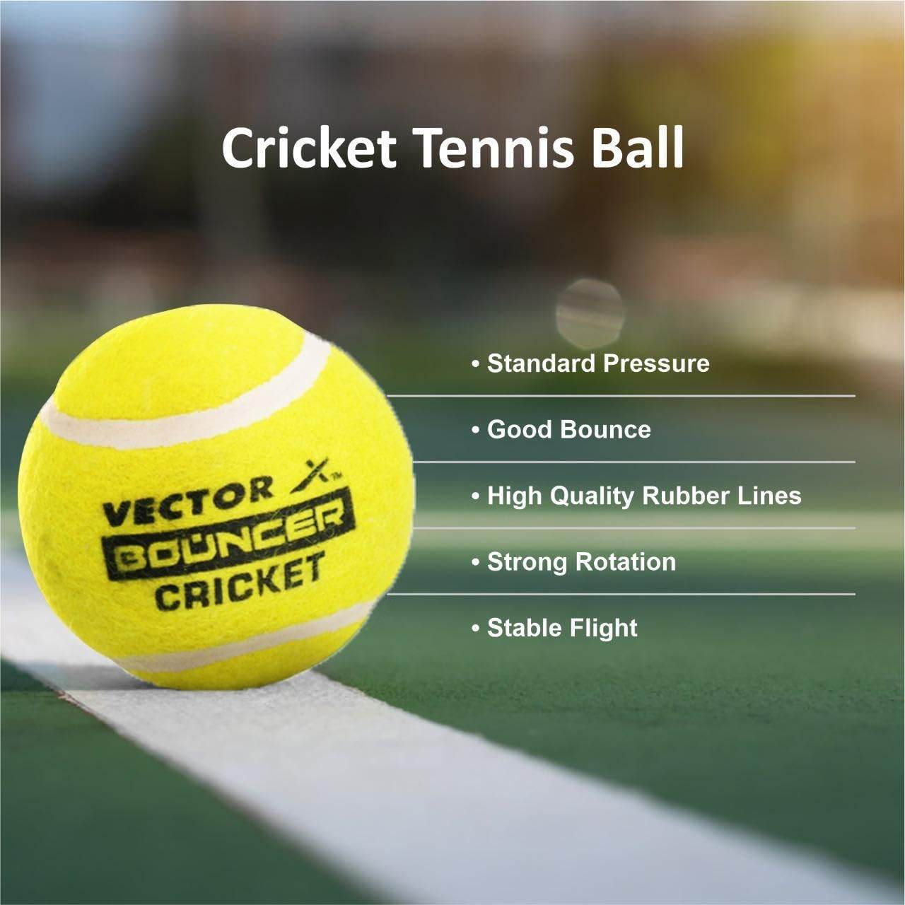 Yellow cricket tennis ball with features like good bounce and stable flight for outdoor wooden cricket set for kids