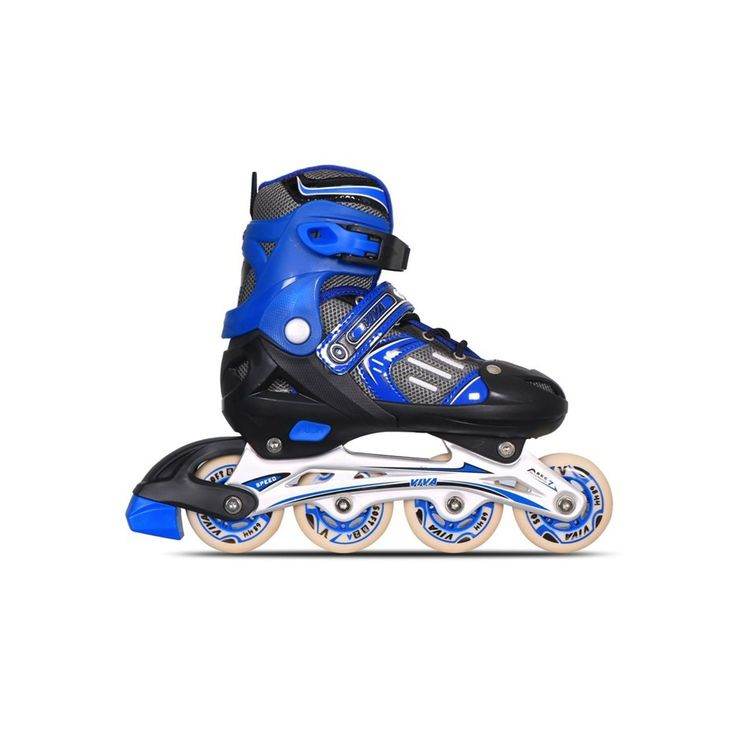 Vector x Viva 68mm inline skates for kids in blue and black with adjustable straps and sturdy wheels
