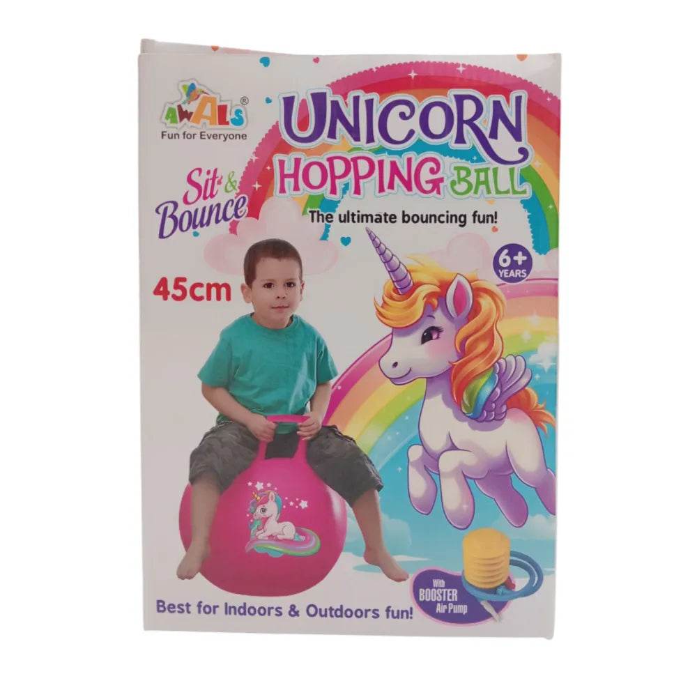 Unicorn hopper ball for Kids 45 cm pink bouncing ball with handle for indoor and outdoor fun