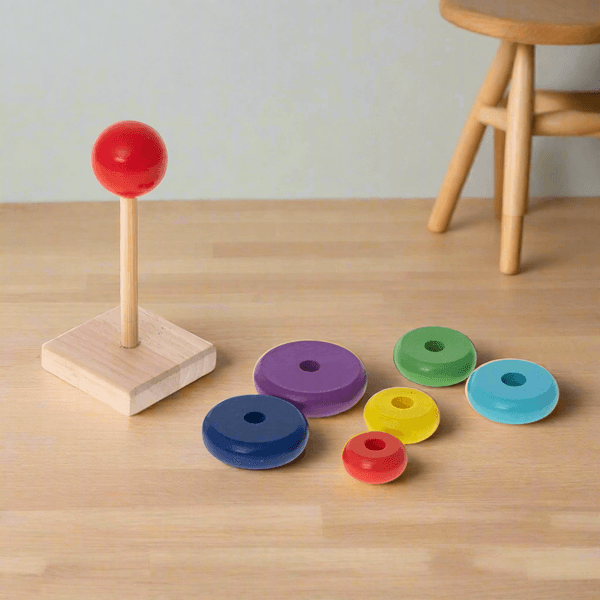 Wooden Colored Ring Stacker Rings - T-Rex the toyland Sitamarhi