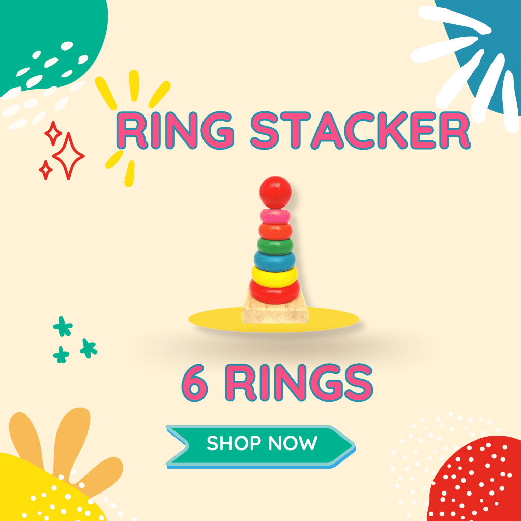 Wooden Colored Ring Stacker Rings - T-Rex the toyland Sitamarhi