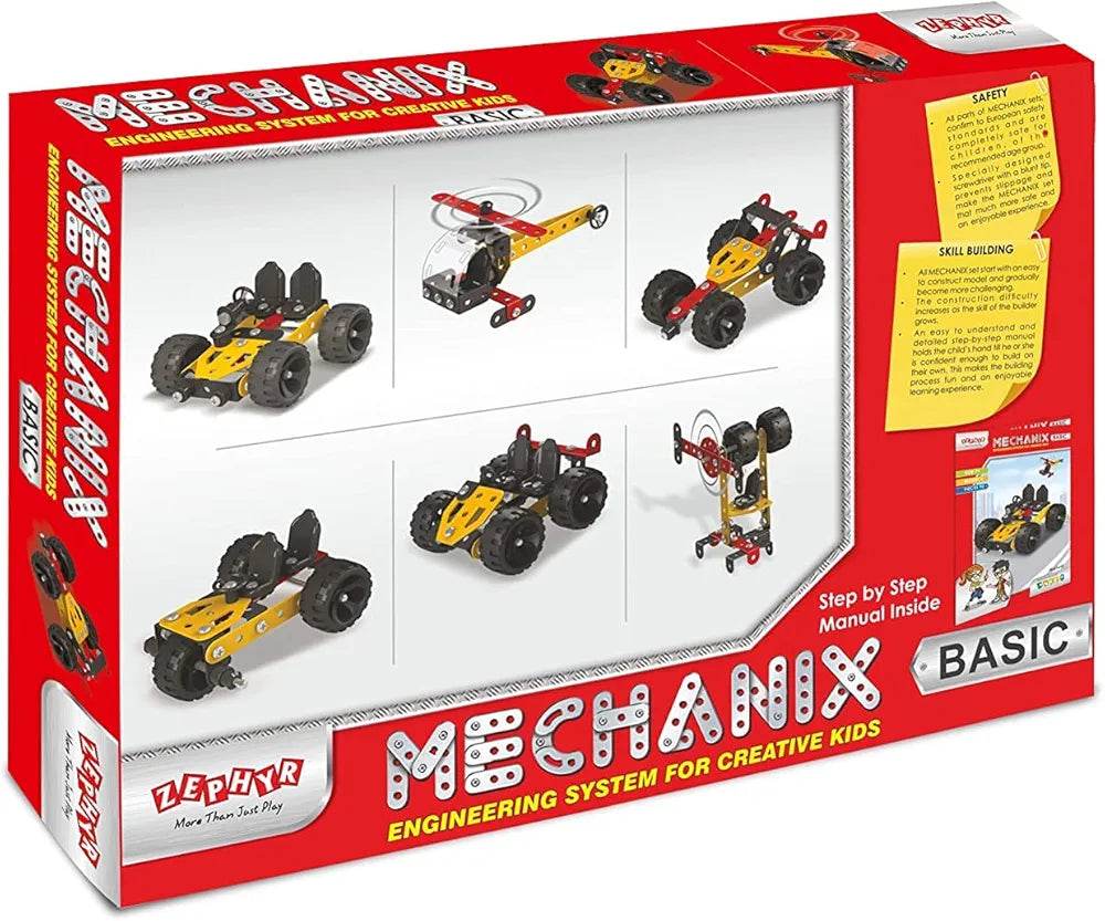 Mechanix building set for kids engineering system with multiple vehicle models and step by step manual