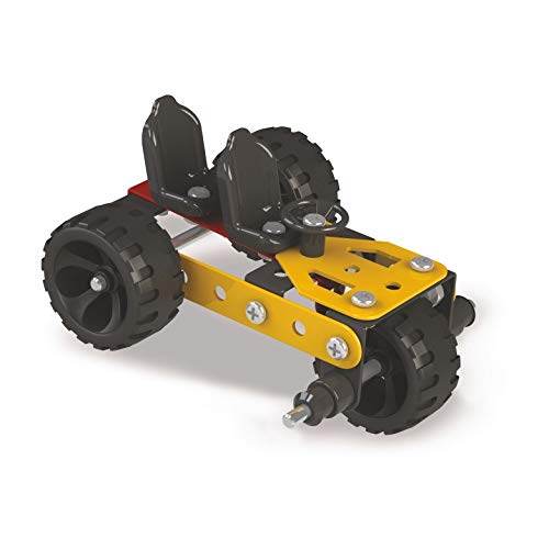 Mechanix building set for kids featuring a yellow and black toy vehicle with large wheels and two seats
