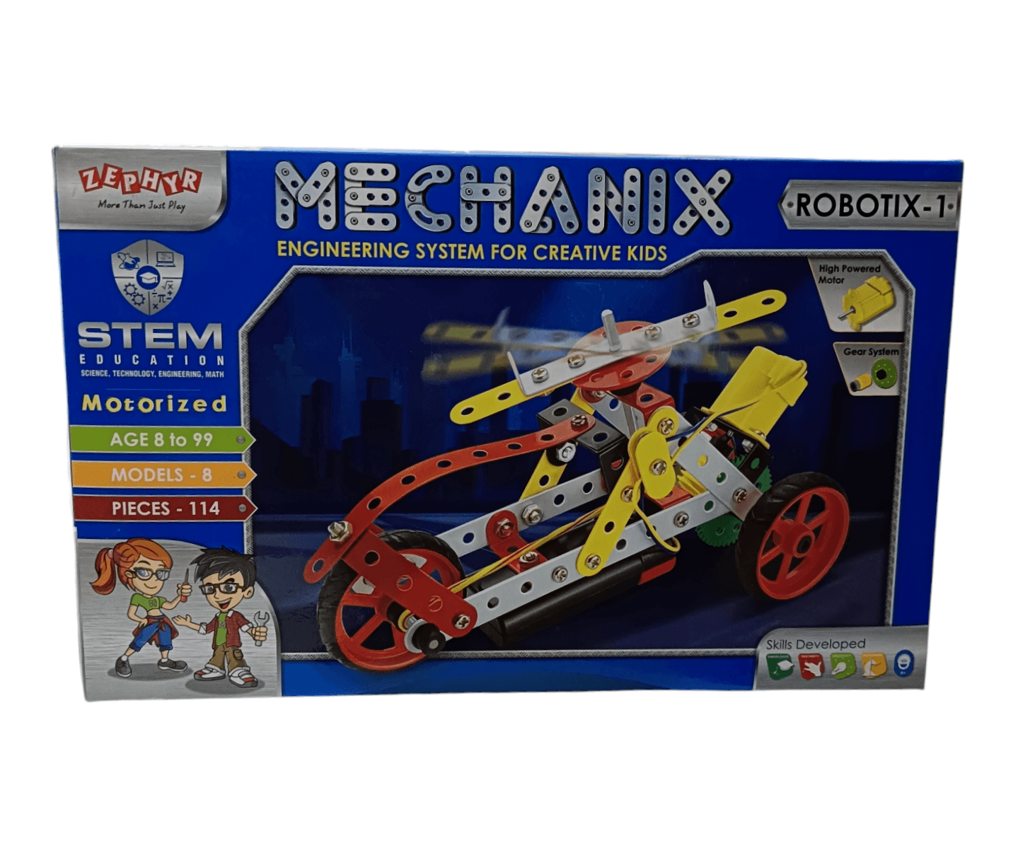 Mechanix Robotix-1 toy for kids motorized engineering system STEM education kit with 114 pieces