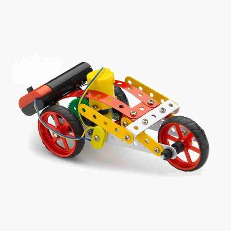 Mechanix Robotix-1 toy for kids red and yellow metal construction model with black wheels