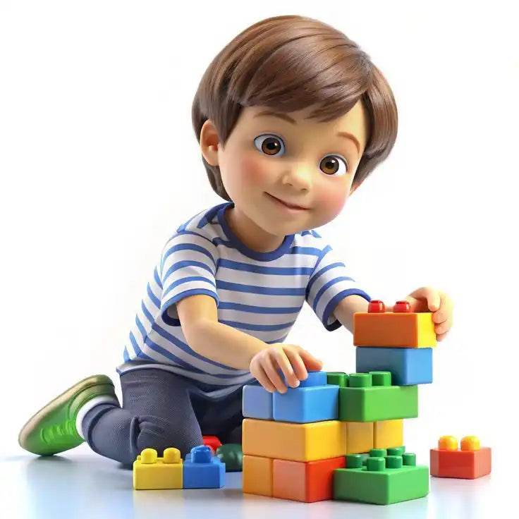 Child playing with colorful building blocks toys for 3 to 5 year olds promoting creativity and learning