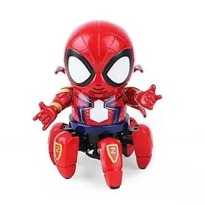 Toy figure of a superhero in red and blue costume