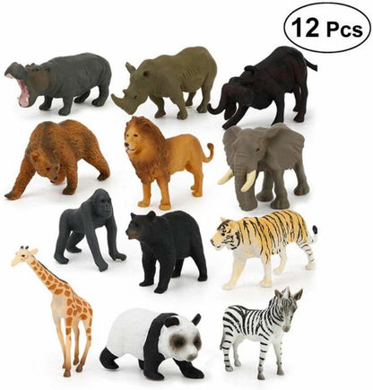KHYALI 12-PCS Wildlife Animal Toy Set|Realistic Mini Jungle Zoo Animals for Kids|537 - 12-PCS Wildlife