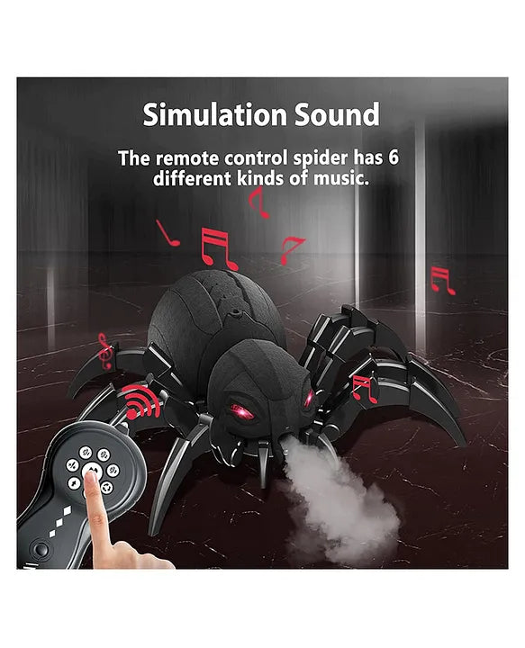 NVF Remote Control Spider Toy for Kids | Light & Sound Effects | 6 Music Modes | Mechanical Spray Function