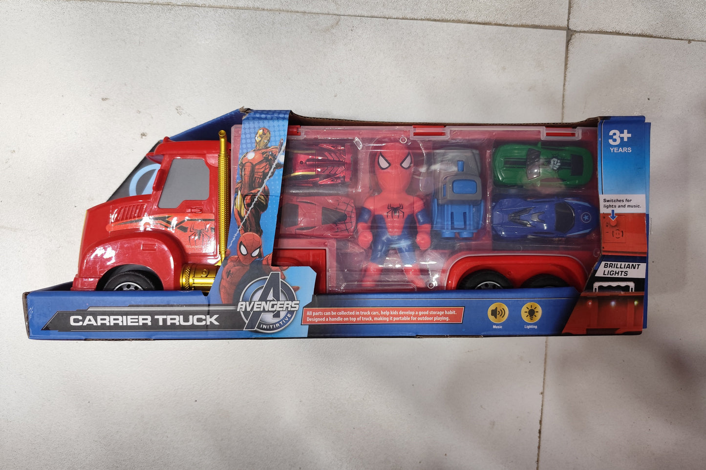 Big Truck Carrier Race Track Folding 78-Inch Toy Truck Transport Car Carrier Track & 2 DieCast Metal Toy Cars Hauler Truck Car Toys Track Set Gifts for Age 3-10 Yr