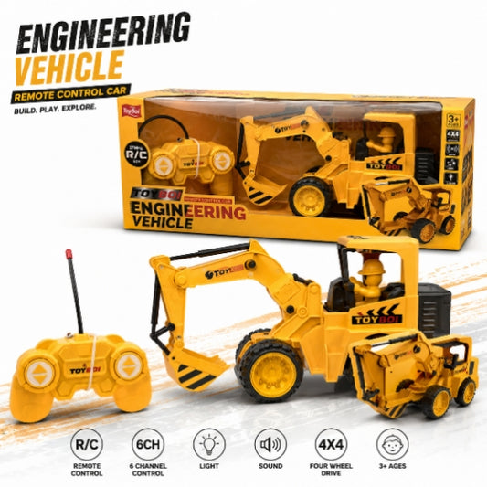 Remote Control JCB Excavator Toy for Kids, Rechargeable Construction Digger with USB Charging, 6 Function Controller, Realistic Arm Movement, LED Lights...