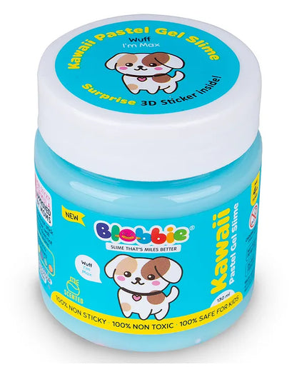 Kawaii Pastel Gel Slime Set of 3 for Boys |Free 3D Kawaii Character Stickers | Aqua Blue Yellow | Scented | 130 ml x 3 = 390 ml |100% Non-Sticky | 100% Safe & Non-Toxic | for Age 4+ Years