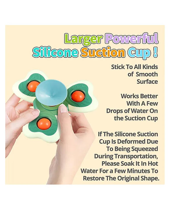 Silicone suction cup with text on a yellow background