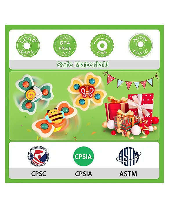 Packaging of colorful butterfly and bee-shaped toys