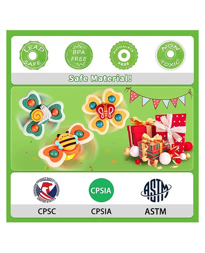 Packaging of colorful butterfly and bee-shaped toys