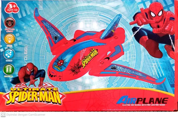 Mainan Anak Pesawat Spiderman 668 Ada Lampu Bump And Go