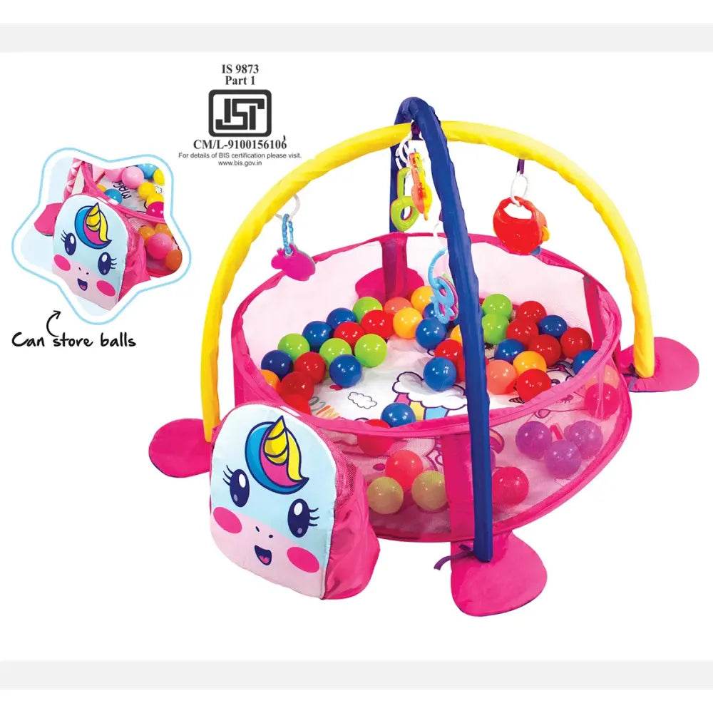 Itoys 3 in 1 baby gym unicorn with colorful ball pit and hanging toys for infant playtime