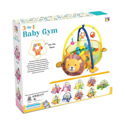 Itoys 3 in 1 baby gym unicorn with colorful balls and lion face design for infant play and development