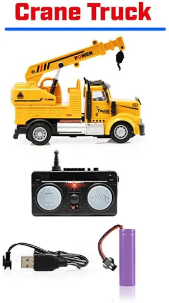 1:64 Mini RC Crane Truck Toy for Kids – Remote Control Engineering Construction Truck with Lifting Arm, Lights & Realistic Design | Mini RC Vehicle Toy for Boys & Kids Gift