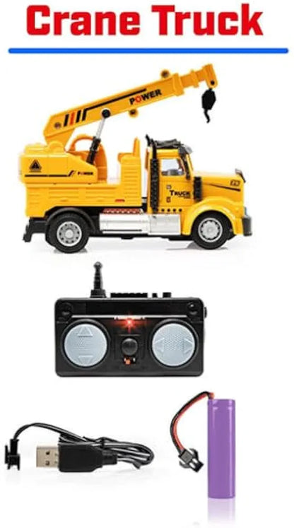 1:64 Mini RC Crane Truck Toy for Kids – Remote Control Engineering Construction Truck with Lifting Arm, Lights & Realistic Design | Mini RC Vehicle Toy for Boys & Kids Gift
