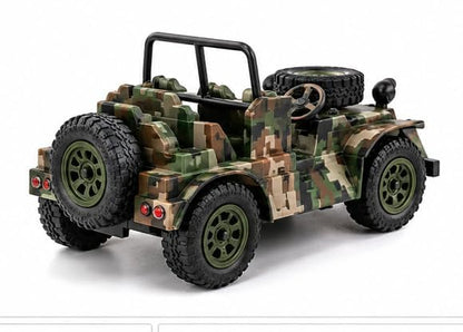 Kids Military Camouflage Jeep Toy with Big Off Road Tyres, Spare Wheel, Open Top Adventure Vehicle and Realistic Army Style Design