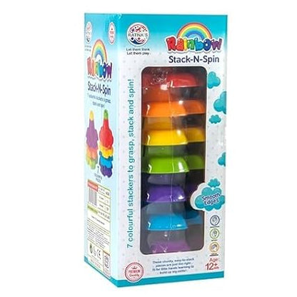 RATNA'S Rainbow Stack-N-Spin 7 Colourful Stackers Spinners Activity Toy for Babies, Infant & Preschool Toys.