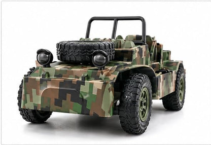 Kids Military Camouflage Jeep Toy with Big Off Road Tyres, Spare Wheel, Open Top Adventure Vehicle and Realistic Army Style Design
