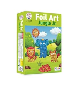 RATNA'S Foil Art Jungle Junior Craft Kit, STEAM Powered Art & Craft Kit, Foil Fun Mess Free Creative Activity DIY Kit for Kids