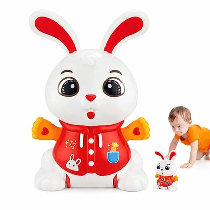 Elvaronix Musical Rabbit Toy for Kids – Battery Operated Dancing Bunny with 360° Rotating Flashing Lights & Sound, Musical Toy for Babies, Birthday Gift...