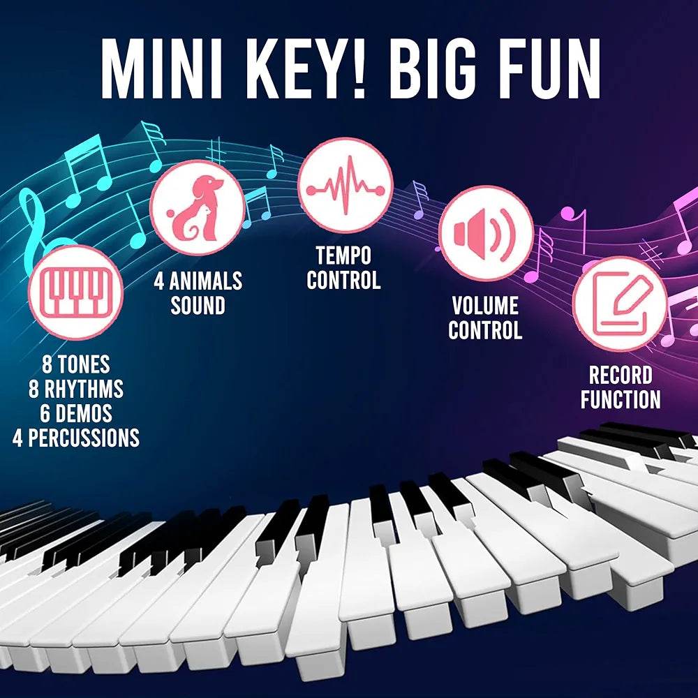 49 key electronic keyboard for kids with 8 tones 8 rhythms 4 animal sounds tempo and volume control