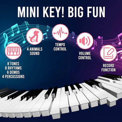 49 key electronic keyboard for kids with 8 tones 8 rhythms 4 animal sounds tempo and volume control