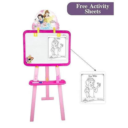 Pink 5 in 1 activity easel for children with drawing surface and free activity sheets