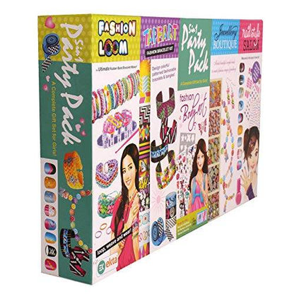 Ekta 5 in 1 party gift set for girls with fashion loom bracelets and jewelry making kits