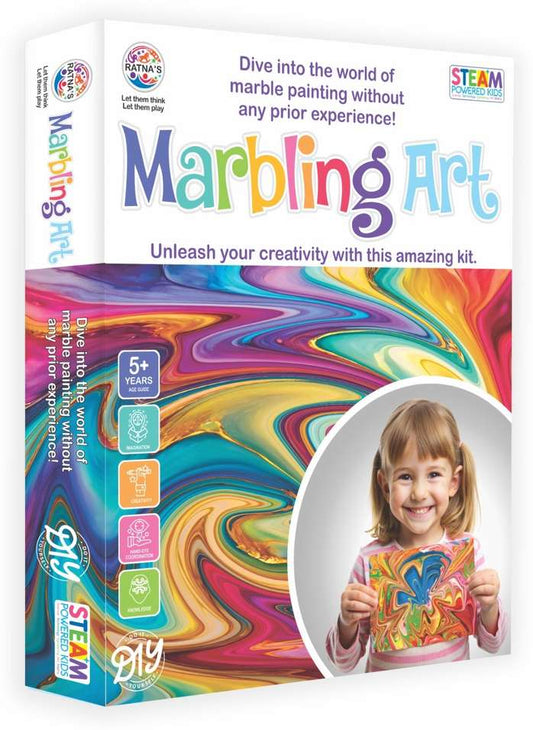 Marbling Art kit packaging with colorful design 