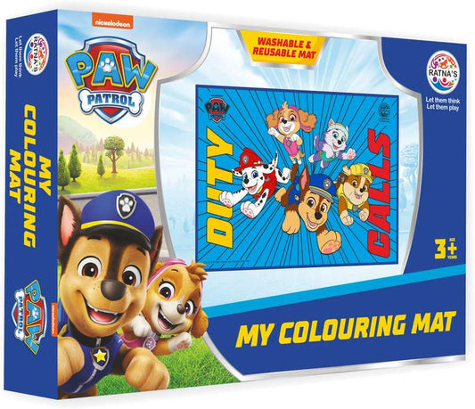 Paw Patrol coloring mat packaging with characters 