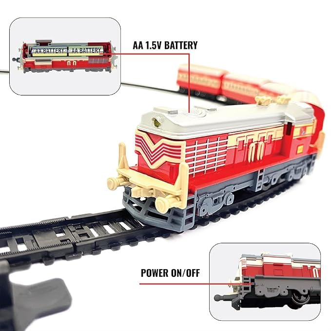 Sheel® Battery Operated Passenger Toy Train Set | | 24 Pcs Track, LED Light, High Speed Engine | Indian Railways Toy Train – Kids 3+ Years