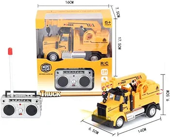 1:64 Mini RC Crane Truck Toy for Kids – Remote Control Engineering Construction Truck with Lifting Arm, Lights & Realistic Design | Mini RC Vehicle Toy for Boys & Kids Gift