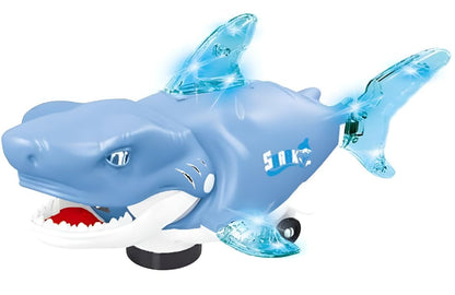 Electric Shark Toy with Wheels and Light-Up Fins, Battery Operated Moving Shark Toy, Bump and Go Automatic Walking Shark with Flashing LED Lights,...
