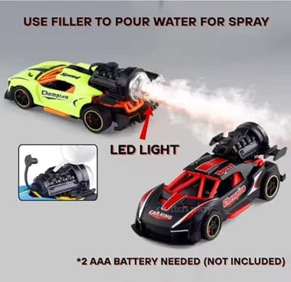 Toffio LED Spray Mist Racing Car Toy for Kids | Turbo Sound, Flashing Lights & Real Mist Exhaust | High-Speed Battery-Operated Drift Car for Boys & Girls (Age 3