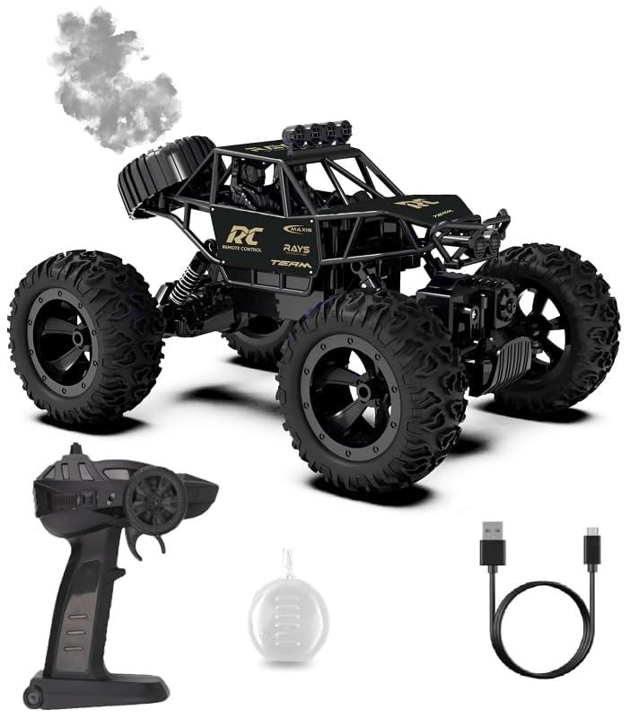 Royals hub Rock Crawler Car with Smoke Offroader Rc Car High Speed 5 Functions 1:16 RC Car with Smoke Fog Styled Climbing Monster Truck Rechargeable Remote...