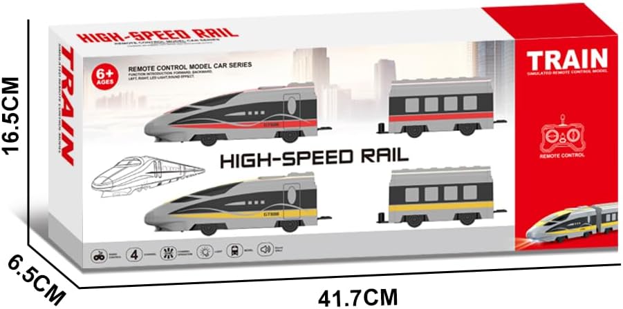 MIANQI Remote Control Train, High Speed Railway RC Bullet Train with 2.4GHz Controller, Rechargeable Battery Sound and Light, Indoor Toy Gift for Kids