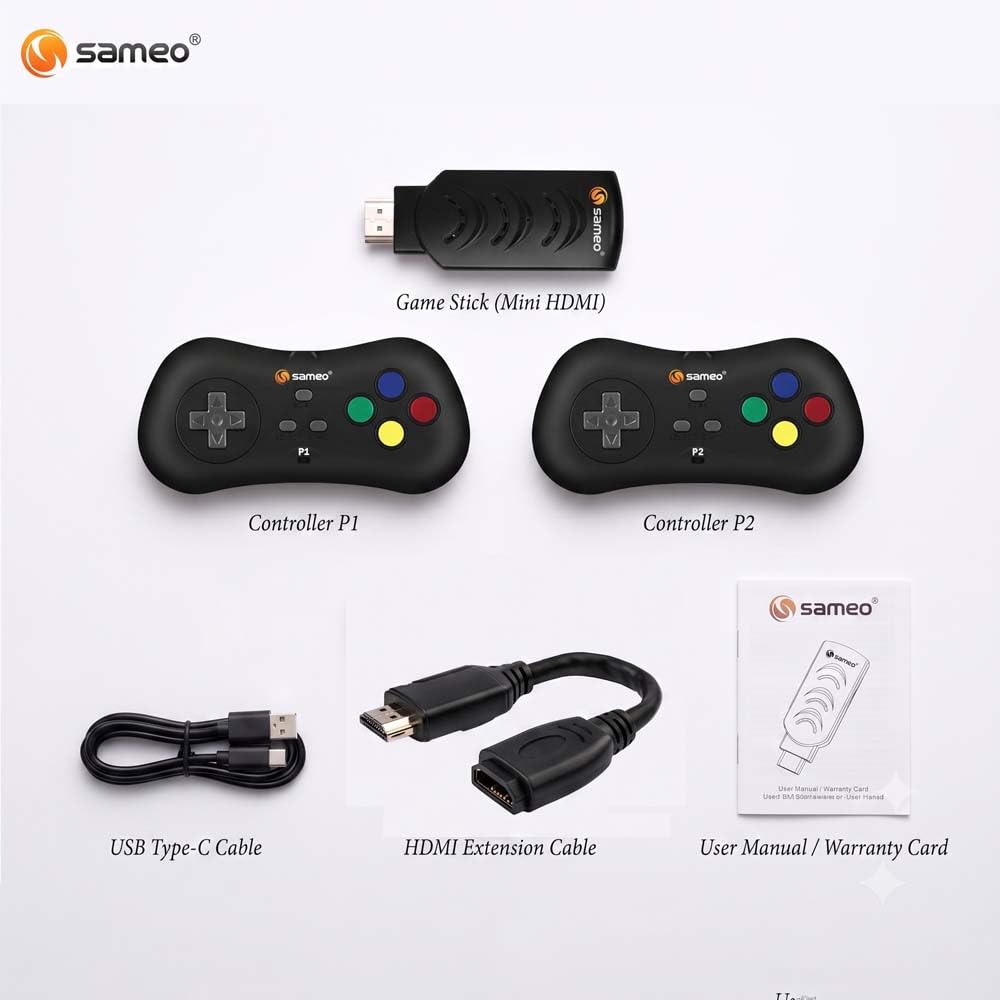 Sameo Micro Genius 2.0 8-Bit HDMI Gaming Console | 800 Built-in HD Games | Plug & Play TV Game Stick | 2 Wireless Controllers | HDMI Compatible | BIS...