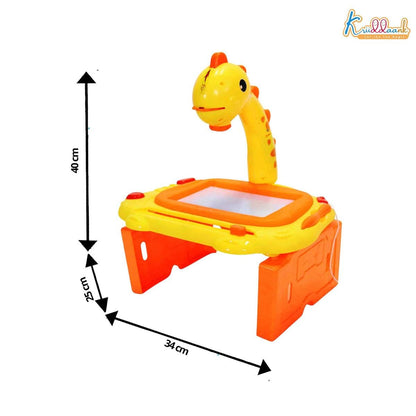 Kriiddaank Giraffe Toy Projector Drawing Set for Kids - 2-in-1 Art Table & Writing Board with 24 Patterns, 3 Slides, Markers & Eraser - Educational...