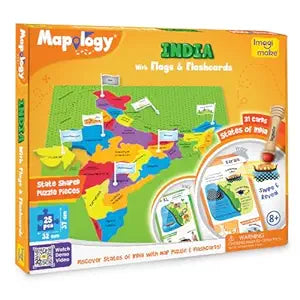Imagimake Mapology India Map with Flash Card| Swipe & Reveal Card Game | Educational Toys for 7+ Years | Learning Toys | Puzzle Game for 7 to 10 Years |...