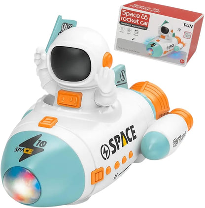 Space Rocket Car Robot with Colorful Lights, Music, All Direction Movement, Space Rocket Car Astronaut Model with Lights Music and Sound for Kids - Multicolor