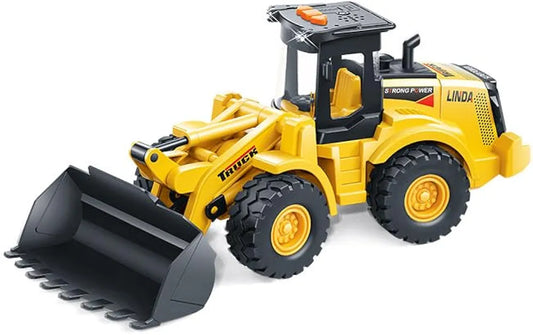 Big Excavator Toys for Boys Construction Truck Friction Powered Loader, Bulldozer with Simulated Lights, Truck Model Construction Toys for Kids 3Yr+ (Music Excavator)