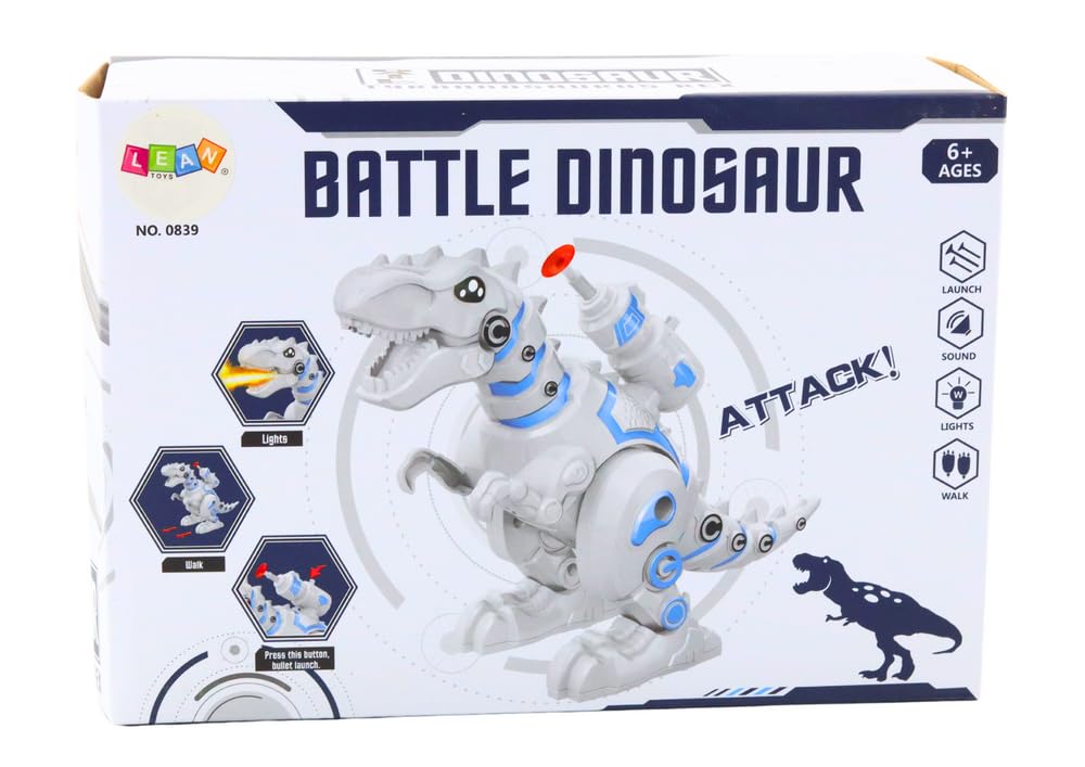 Interactive Walking Dinosaur Toy with Dart Launcher | Mechanical Tyrannosaurus with Roaring Sound, LED Fire Breathing Light, Flashing Effects | Battery Operated Moving Dino Gift