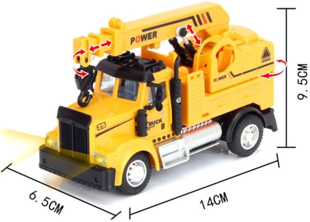 1:64 Mini RC Crane Truck Toy for Kids – Remote Control Engineering Construction Truck with Lifting Arm, Lights & Realistic Design | Mini RC Vehicle Toy for Boys & Kids Gift