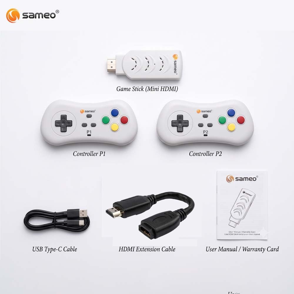 Sameo Micro Genius 2.0 8-Bit HDMI Gaming Console | 800 Built-in HD Games | Plug & Play TV Game Stick | 2 Wireless Controllers | HDMI Compatible | BIS...