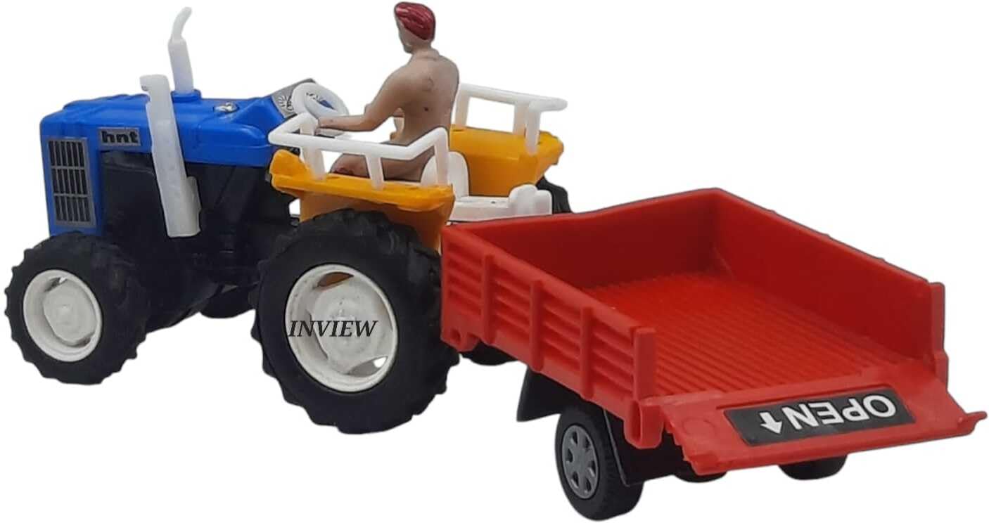 Shree JEE Toys Tractor with Trolly Pull Back Action (MULTICOLOURS) Pack of 1 (Blue, Pack of: 1)